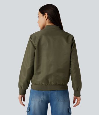 Lässige Bomberjacke mit Stehkragen, mehreren Taschen und langen Ärmeln - wasserabweisend