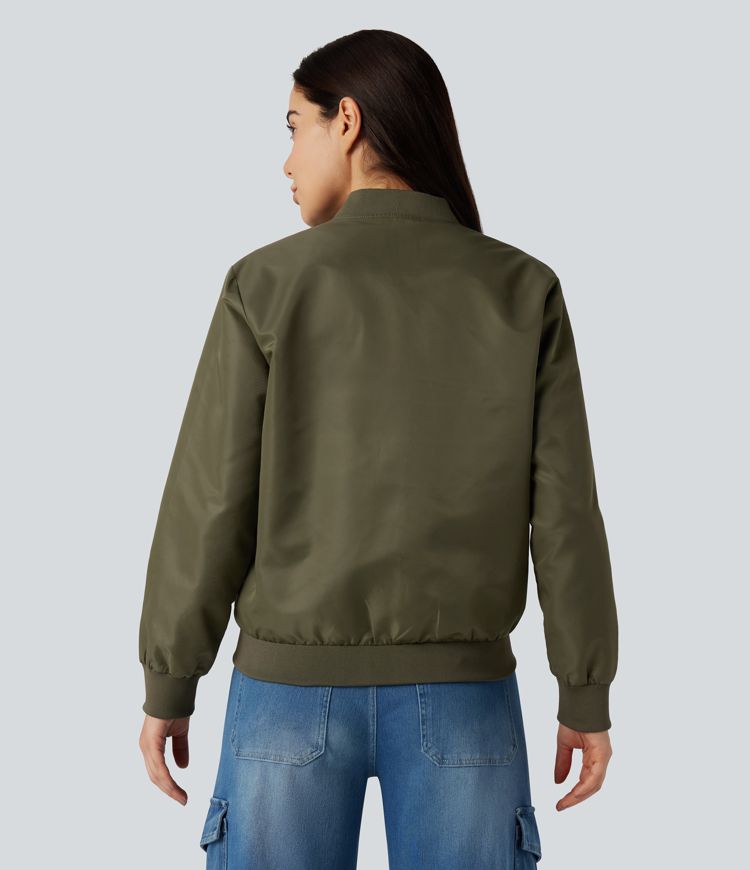 Lässige Bomberjacke mit Stehkragen, mehreren Taschen und langen Ärmeln - wasserabweisend