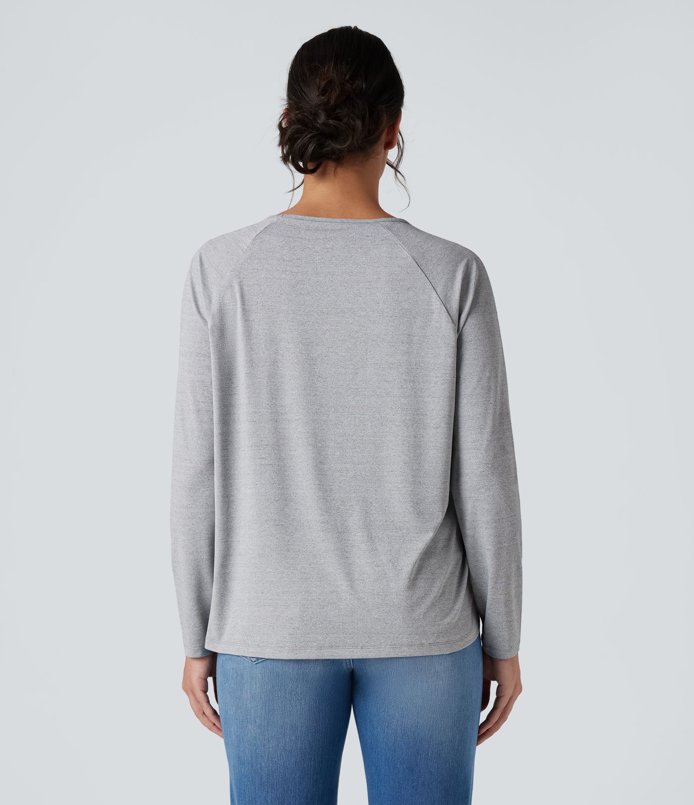 Round Neck Raglan Long Sleeve High Low Casual T-Shirt