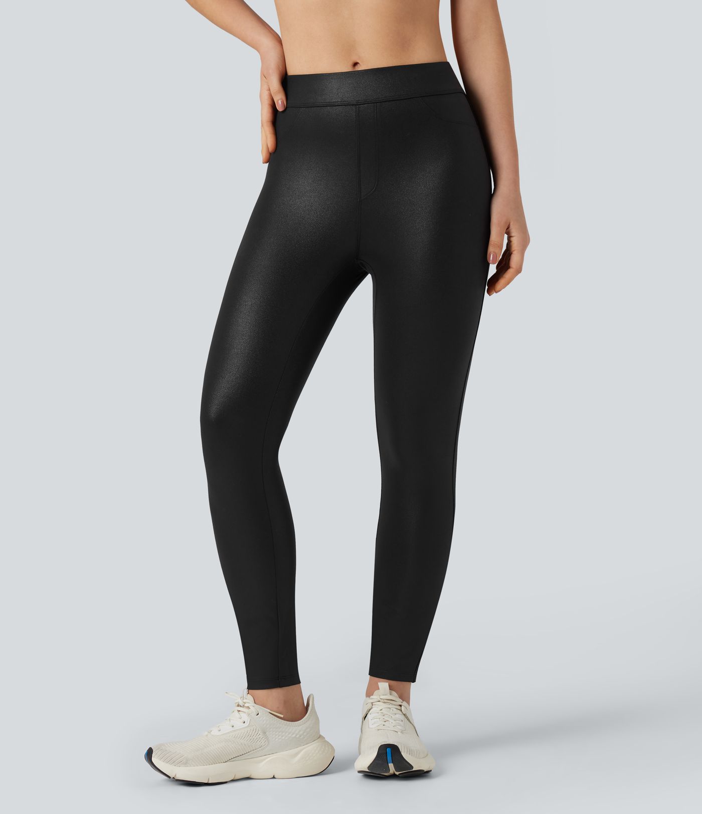 Halara Ultrasculpt™ Faux Leather Shine High Waisted Yoga Leggings with Pockets