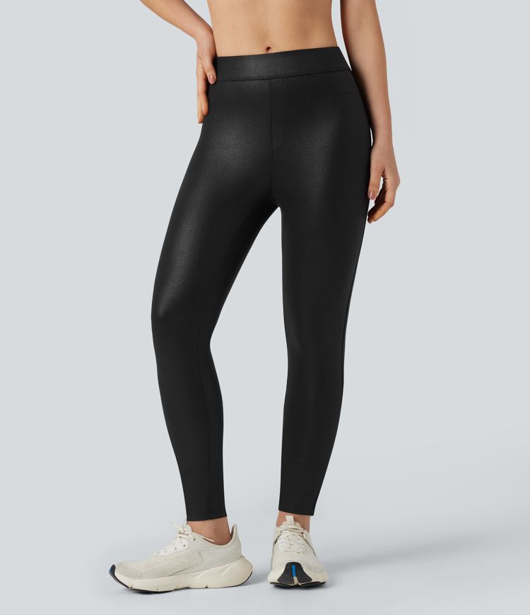 Halara Ultrasculpt™ Faux Leather Shine High Waisted Yoga Leggings with Pockets