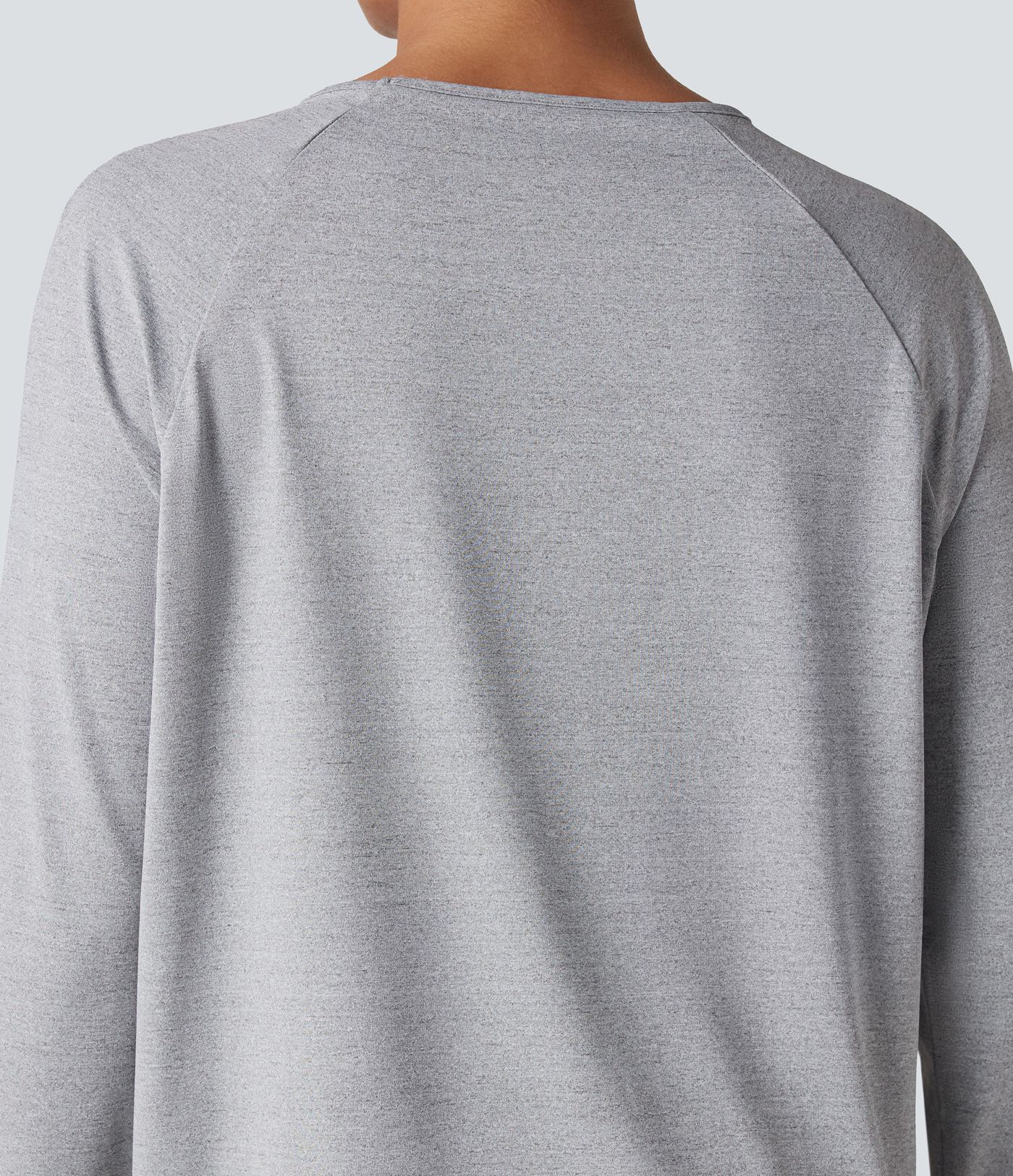 Round Neck Raglan Long Sleeve High Low Casual T-Shirt
