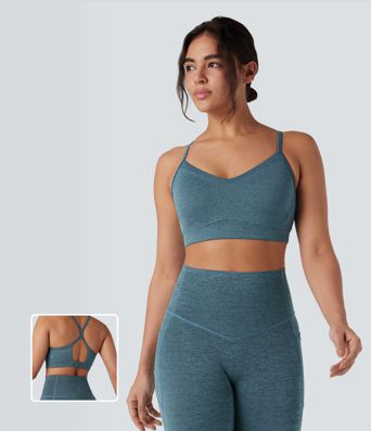 Halara UltraSculpt™ Heathered Low Support Cut Out Quick Dry Yoga Sports Bra