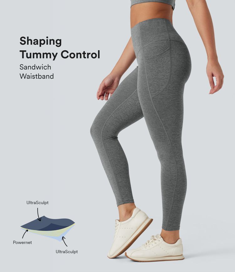 SoCinched High Waisted Butt Lifting Tummy Control Side Pocket Shaping Training UltraSculpt Leggings