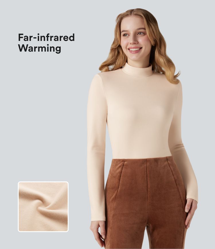 Mock-neck Long Sleeve Casual Warming Top