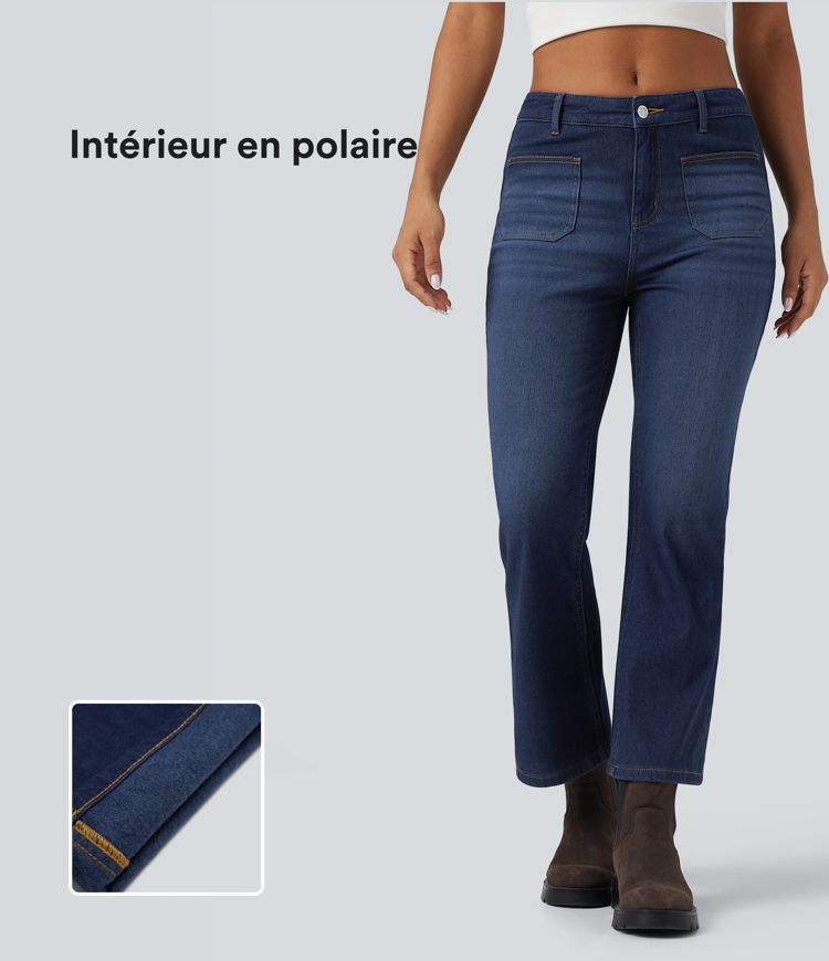 Jean bootcut polaire denim Halara Flex™ taille mi-haute avec poches
