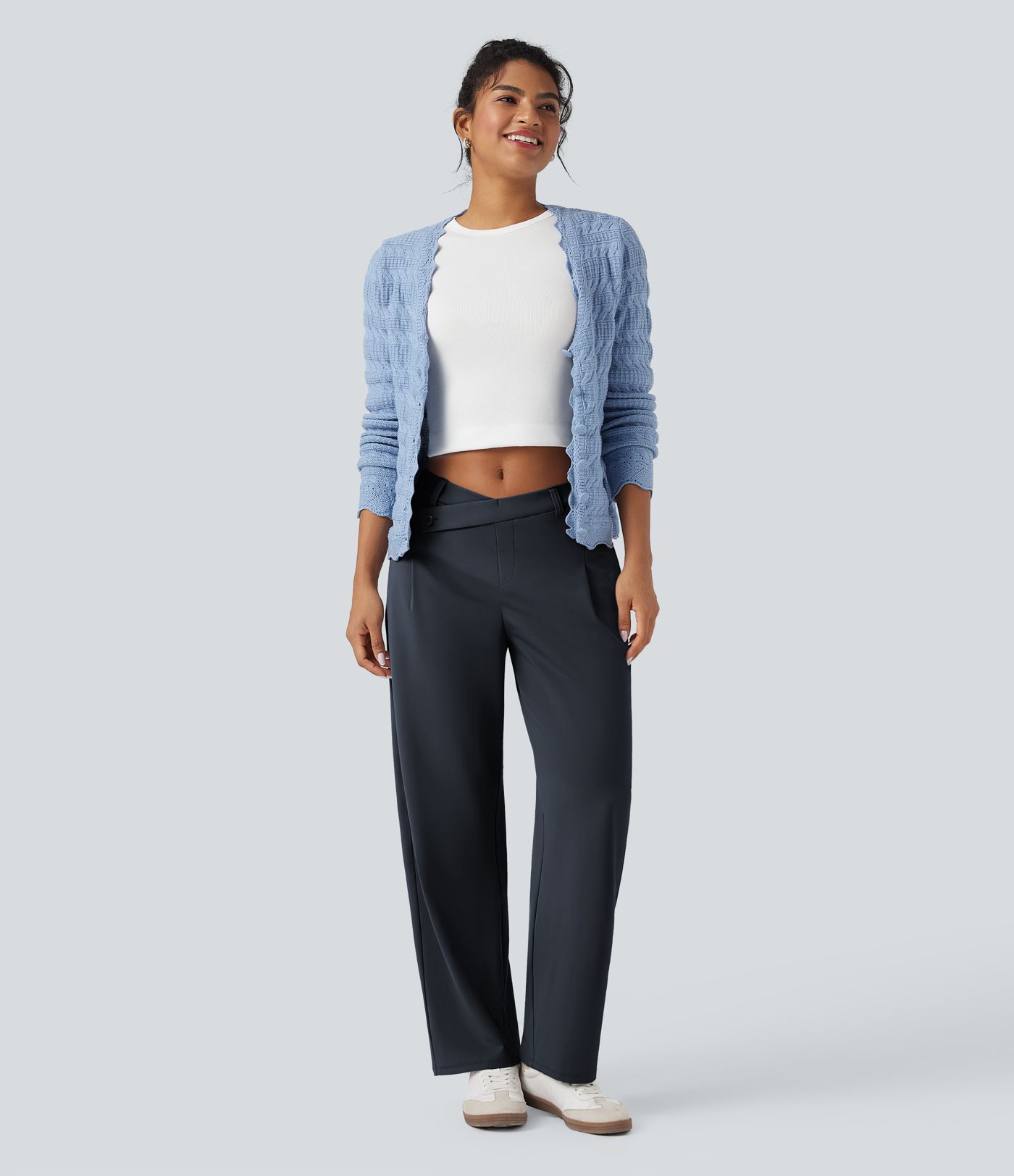 Pantalon de travail fuselé asymétrique taille moyenne Halara Flex™ DayStretch avec poches