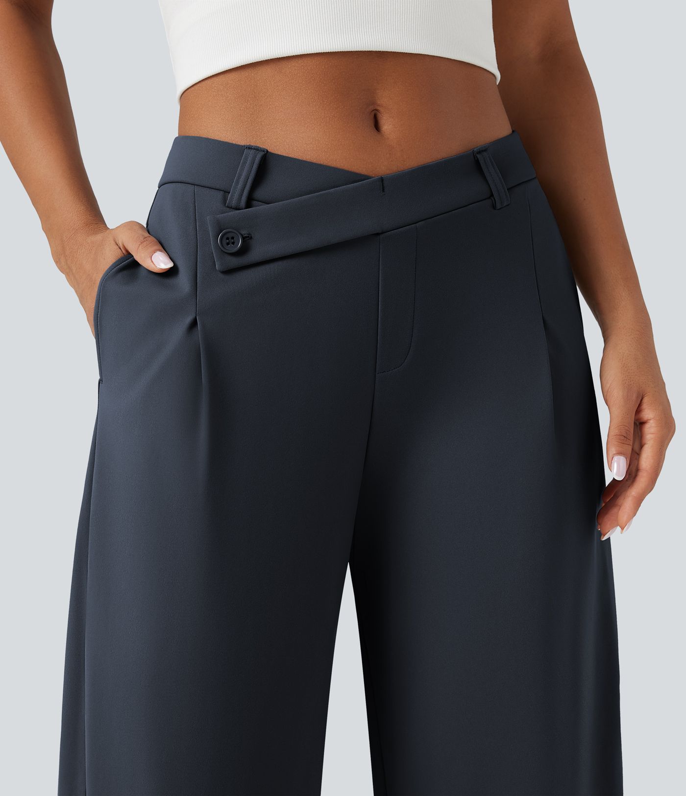 Pantalon de travail fuselé asymétrique taille moyenne Halara Flex™ DayStretch avec poches