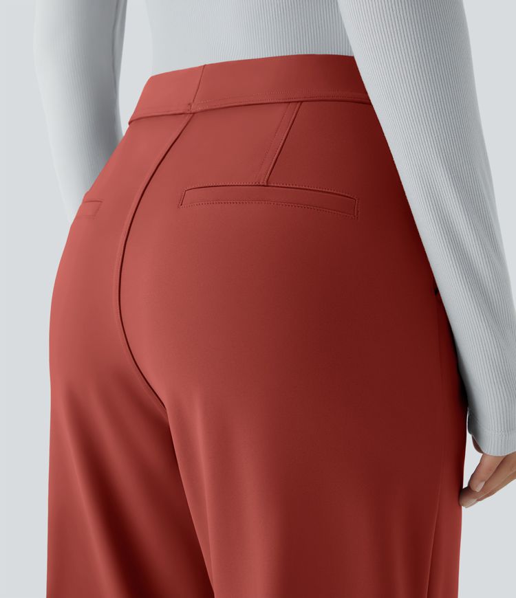 High-waisted work trousers with pockets and flare