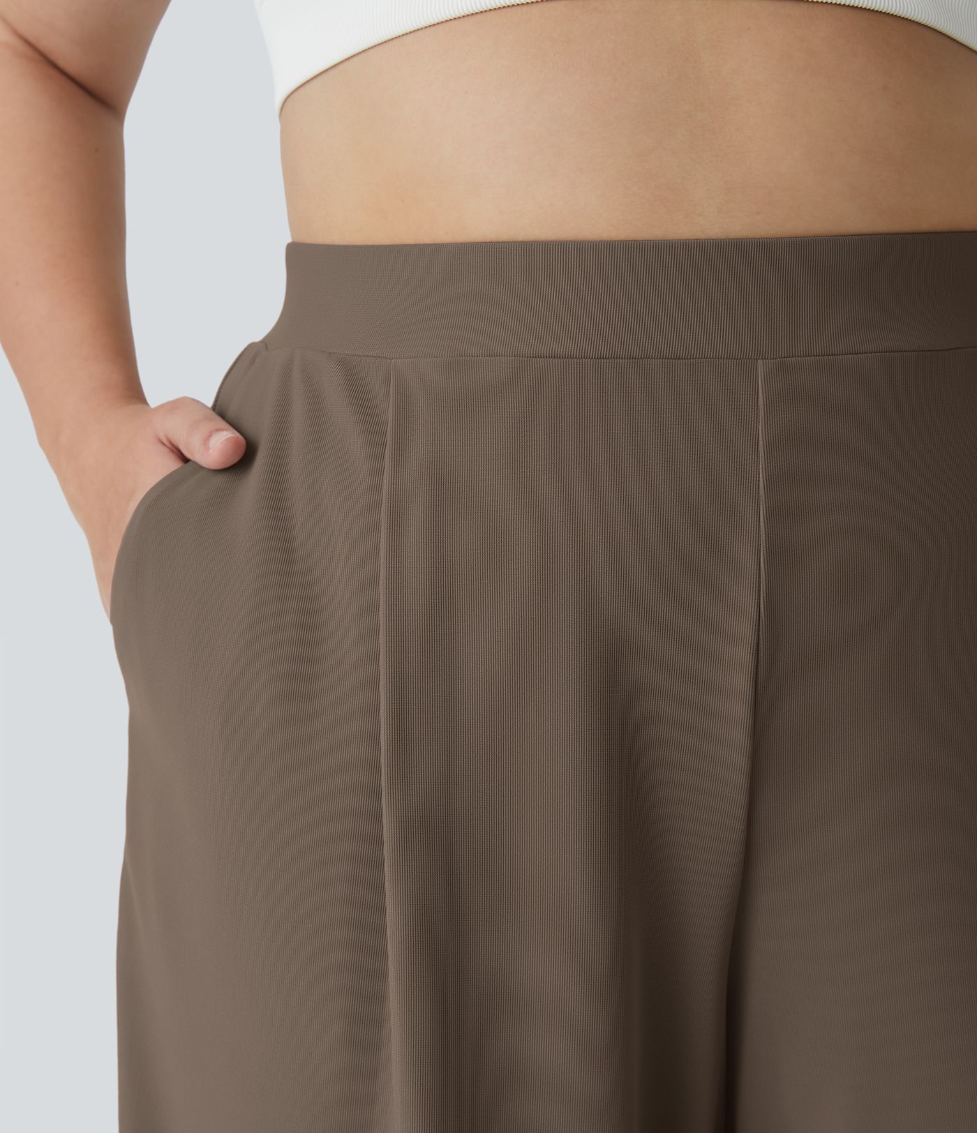 Halara Flex™ High Waisted Body Sculpt Waist-Slimming Pocket Wide Leg Micro Waffle Plus Size Work Pants