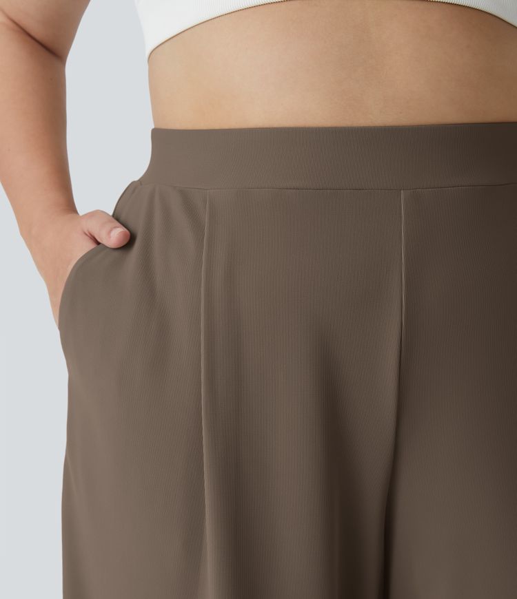 Halara Flex™ High Waisted Body Sculpt Waist-Slimming Pocket Wide Leg Micro Waffle Plus Size Work Pants