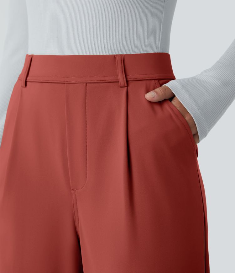 High-waisted work trousers with pockets and flare