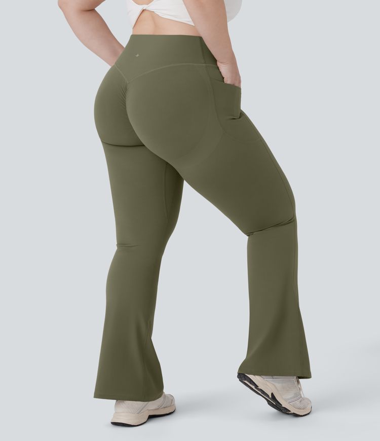 Halara UltraSculpt™ SoCinched High Waisted Scrunch Butt Lifting Tummy Control Pocket Shaping Yoga Bootcut Plus Size Leggings
