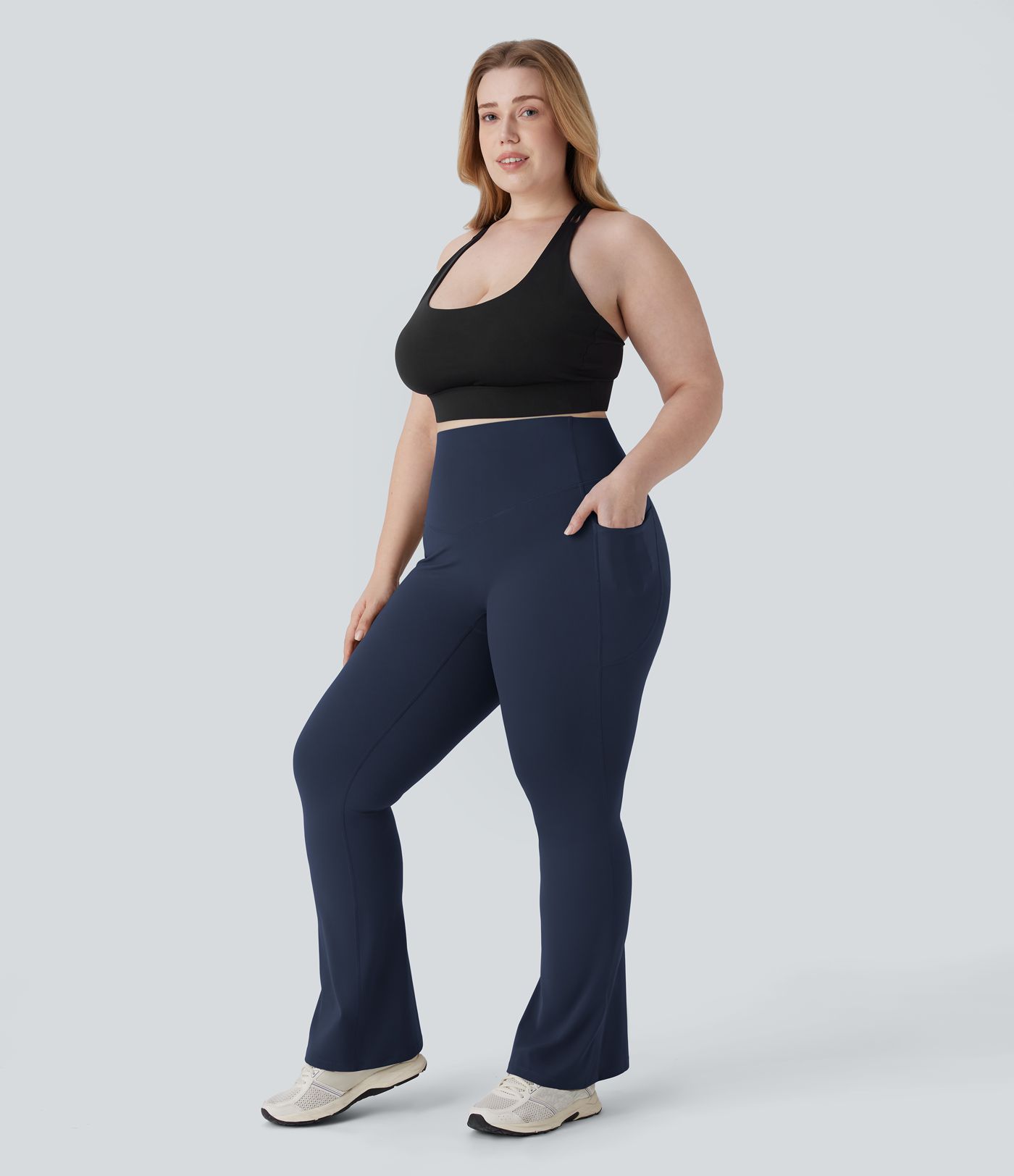 Halara UltraSculpt™ - Shaping Bootcut Yoga Leggings with High Waist, Side Pockets, and Tummy Control