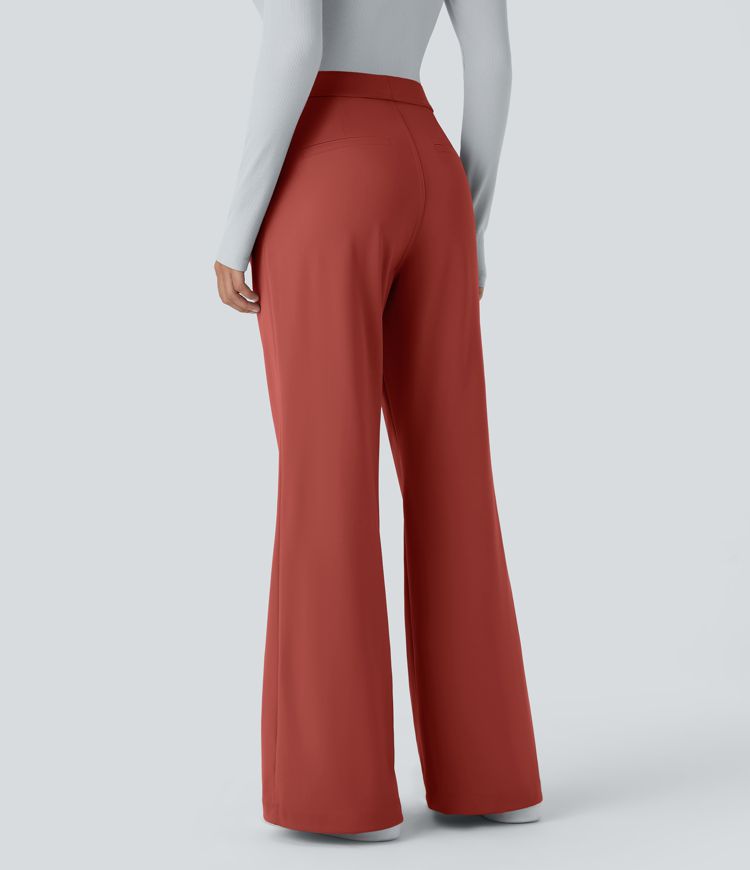 High-waisted work trousers with pockets and flare