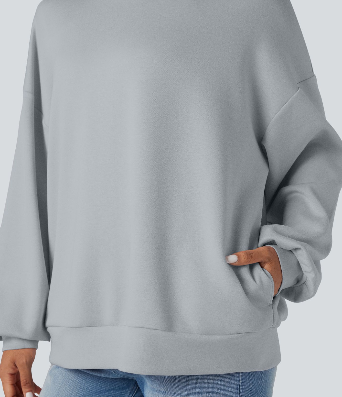 Sudadera Relajada de Cuello Alto con Bolsillos