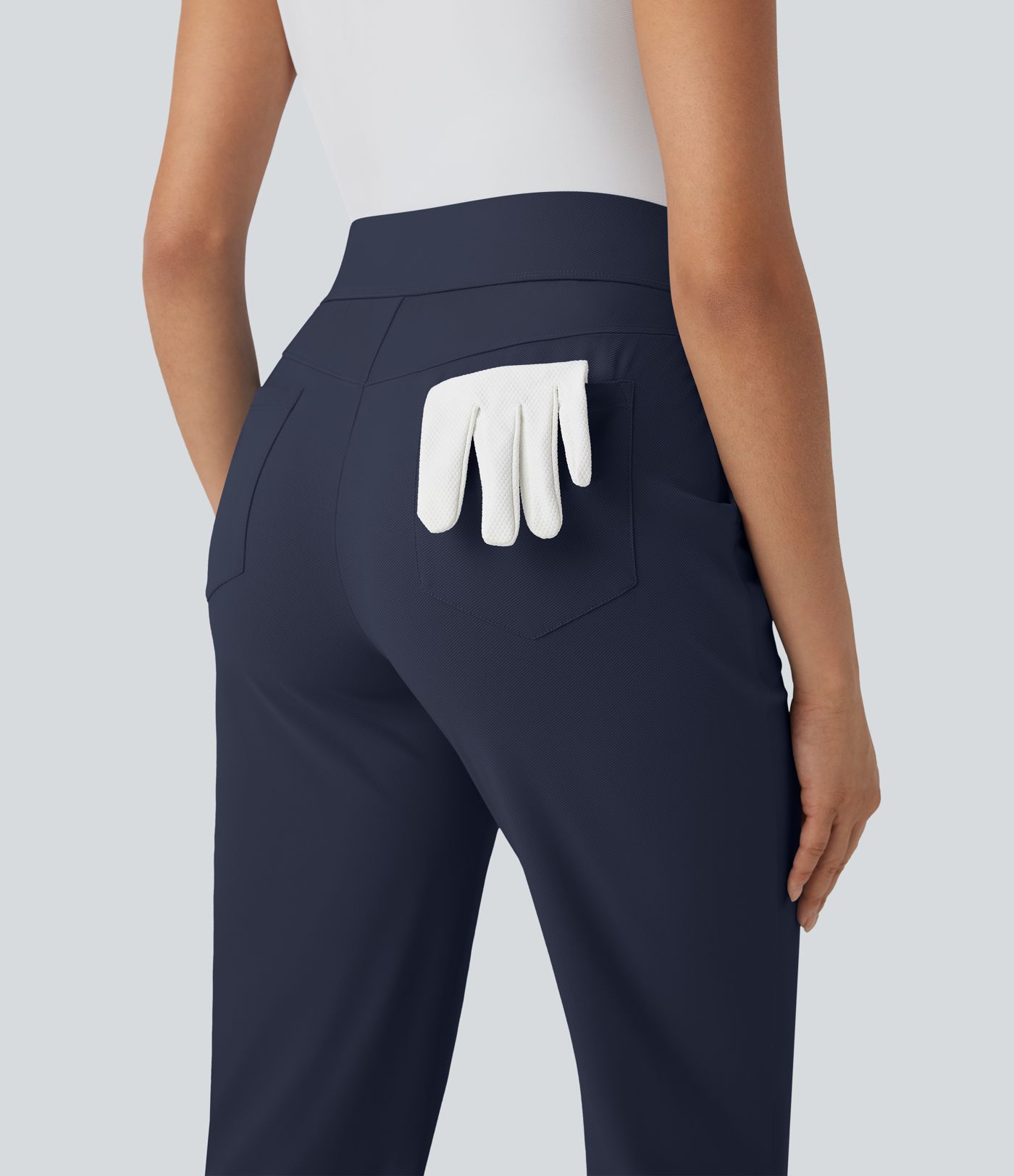 Pantalon de golf séchage rapide, taille mi-haute, avec poches et poche tee, UPF40+