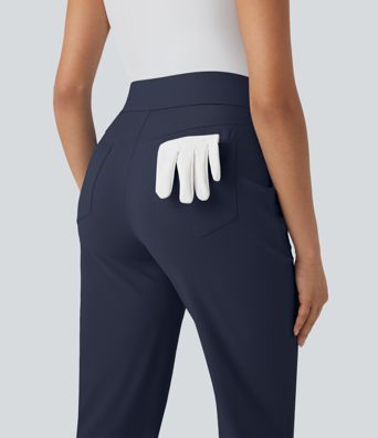 Pantalon de golf séchage rapide, taille mi-haute, avec poches et poche tee, UPF40+