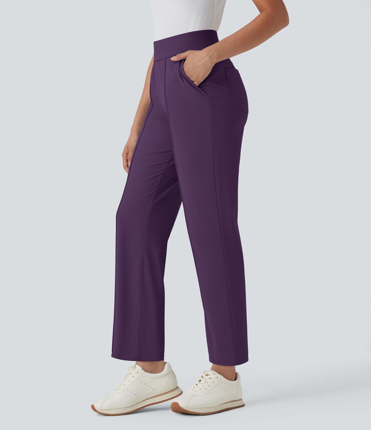 Mid High Waisted Quick Dry Women Straight Leg with Pockets Casual work Golf Pants-UPF40+