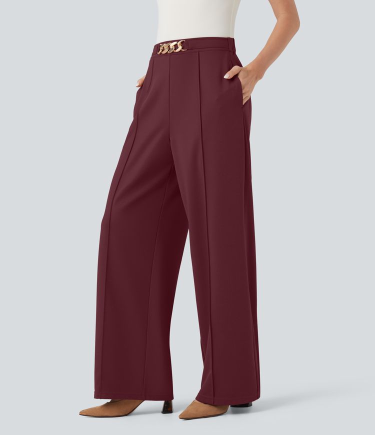 Pantalon de travail coupe droite taille haute avec chaîne métallique SculptKnit avec poches
