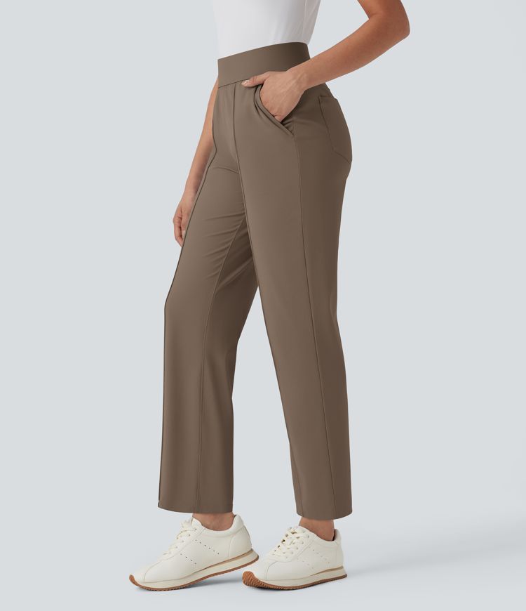 Mid High Waisted Quick Dry Women Straight Leg with Pockets Casual work Golf Pants-UPF40+