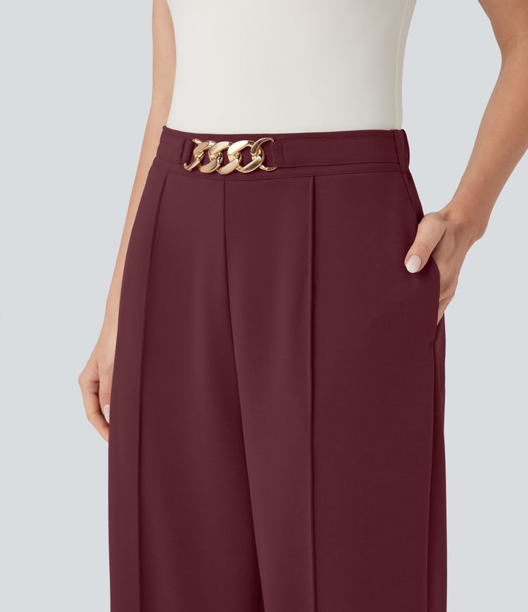 Pantalon de travail coupe droite taille haute avec chaîne métallique SculptKnit avec poches