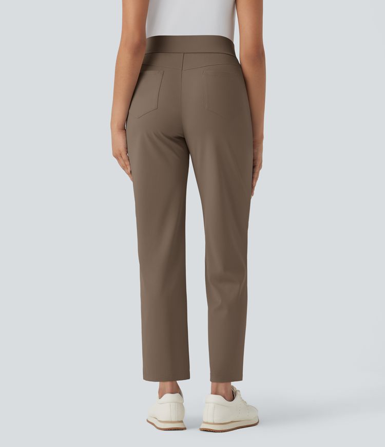 Mid High Waisted Quick Dry Women Straight Leg with Pockets Casual work Golf Pants-UPF40+