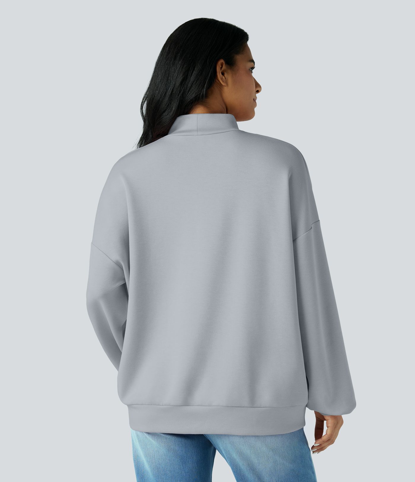 Sudadera Relajada de Cuello Alto con Bolsillos