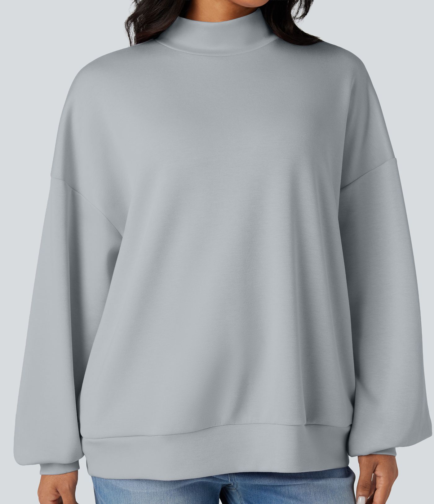 Sudadera Relajada de Cuello Alto con Bolsillos
