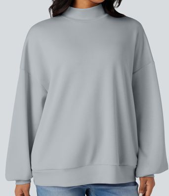Sudadera Relajada de Cuello Alto con Bolsillos