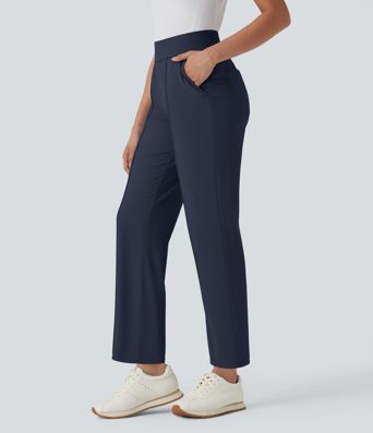 Pantalon de golf séchage rapide, taille mi-haute, avec poches et poche tee, UPF40+