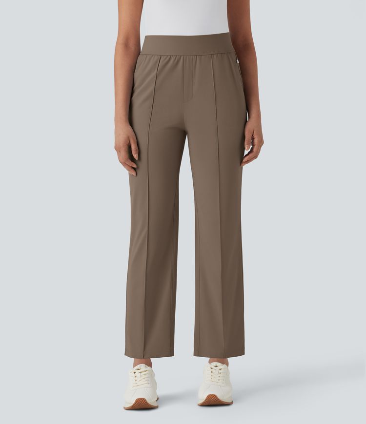 Mid High Waisted Quick Dry Women Straight Leg with Pockets Casual work Golf Pants-UPF40+