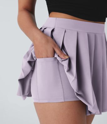 Breezeful™ High Waisted Wrapped Pleated 2-in-1 Side Pocket Adjustable Buckle Mini Quick Dry Casual Skirt