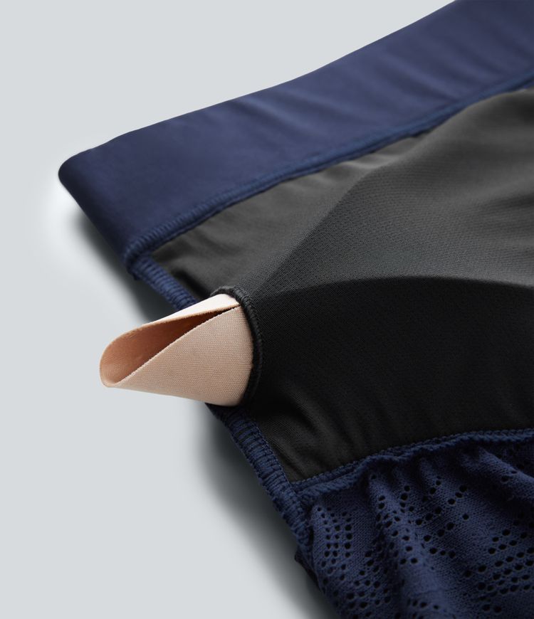 SoftlyZero™ Contrast Lace Halter Long Sleeve Thumb Holes Cropped Yoga Top