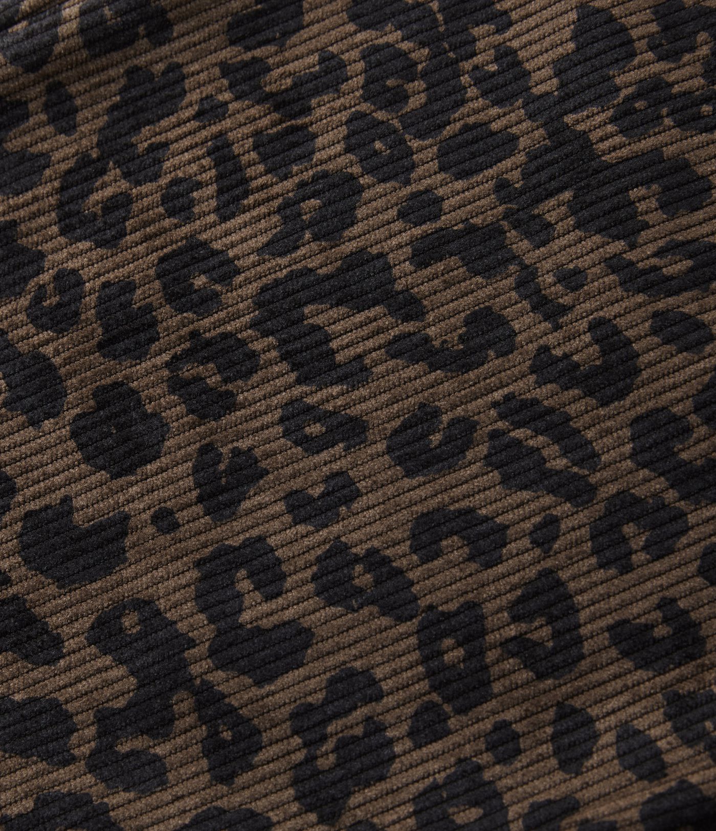 Freizeithose aus Cord mit hohem Bund, Seitentaschen, Leopardenmuster und geradem Bein