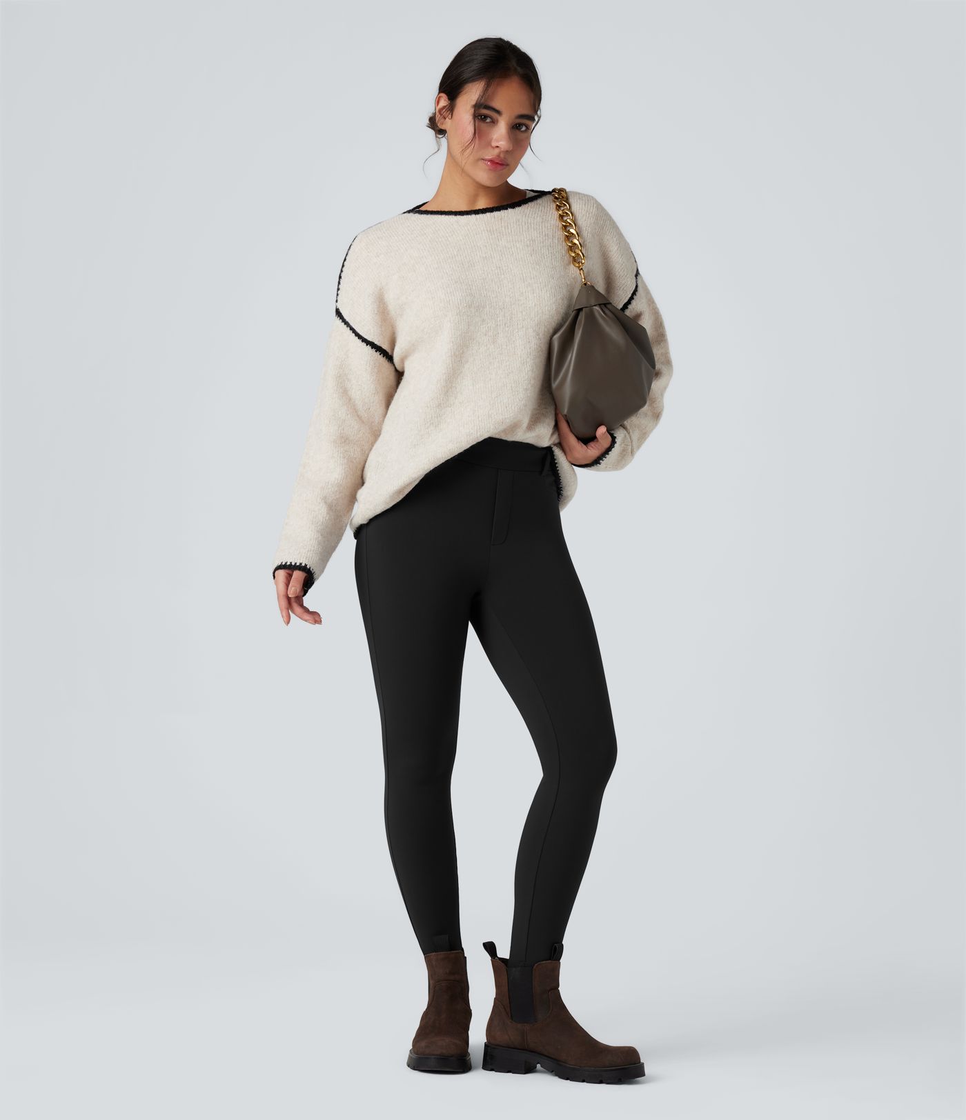 SoftlyZero™ Plush Thermal High Waisted Casual 7/8 Leggings with Pockets