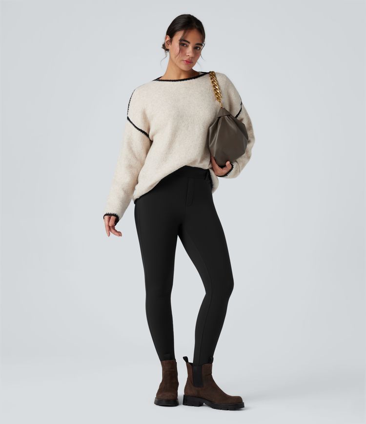 SoftlyZero™ Plush Thermal High Waisted Casual 7/8 Leggings with Pockets