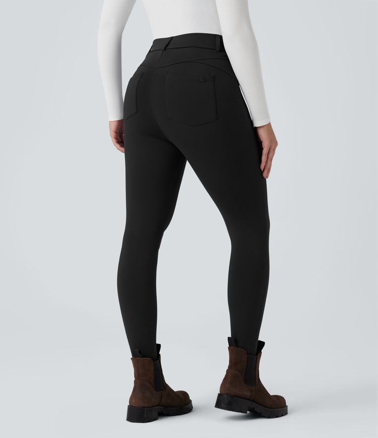 SoftlyZero™ Plush Thermal High Waisted Casual 7/8 Leggings with Pockets