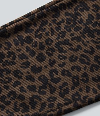 Lässige Cordhose mit mittelhohem Bund, Seitentaschen, Leopardenmuster und geradem Bein