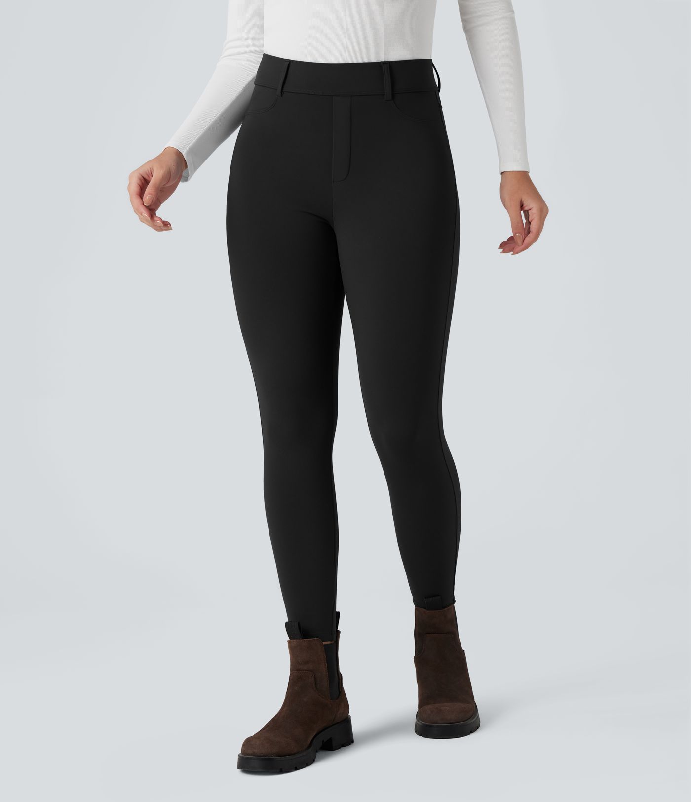 SoftlyZero™ Plush Thermal High Waisted Casual 7/8 Leggings with Pockets
