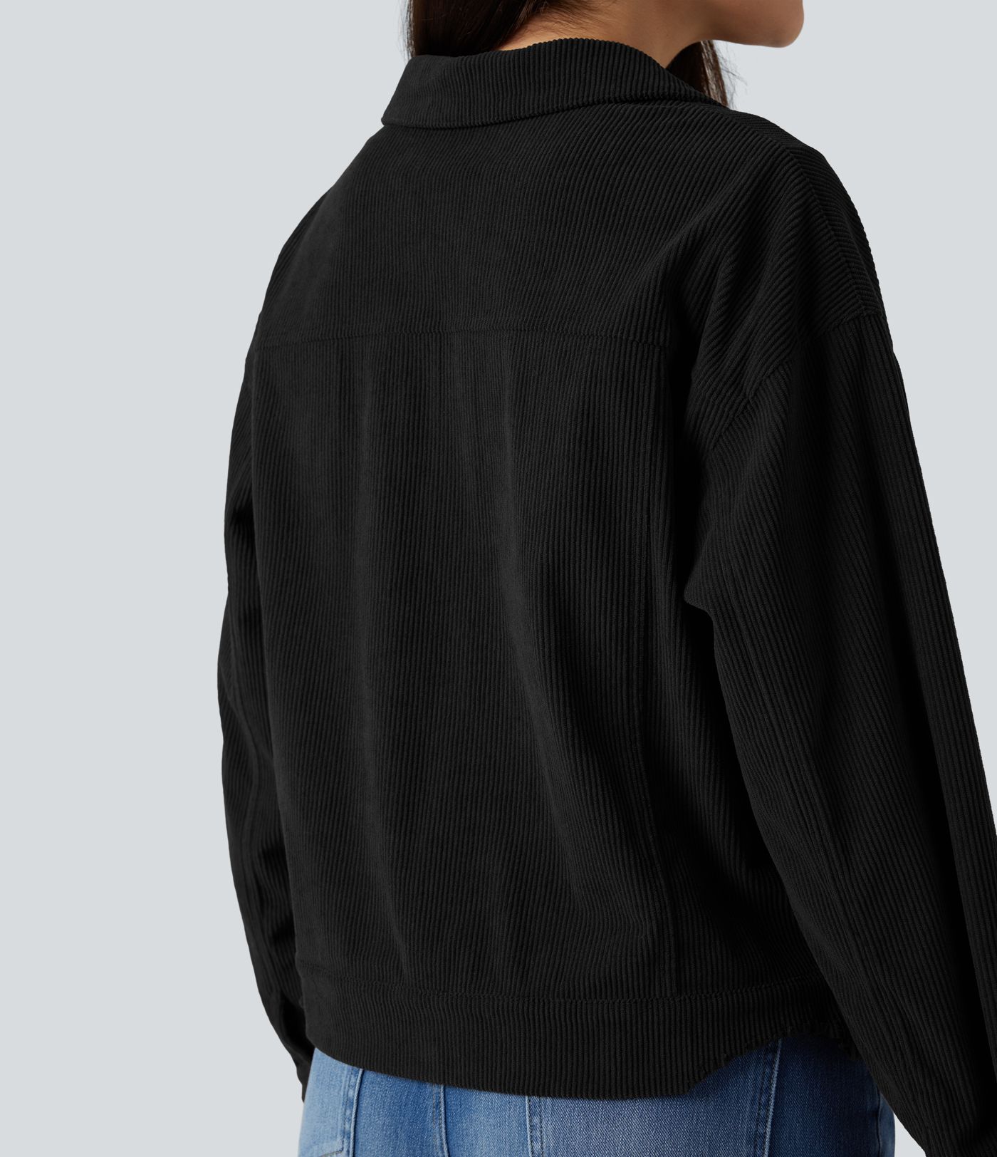 Long Sleeve Button Fly Corduroy Casual Shacket Jacket with Pockets