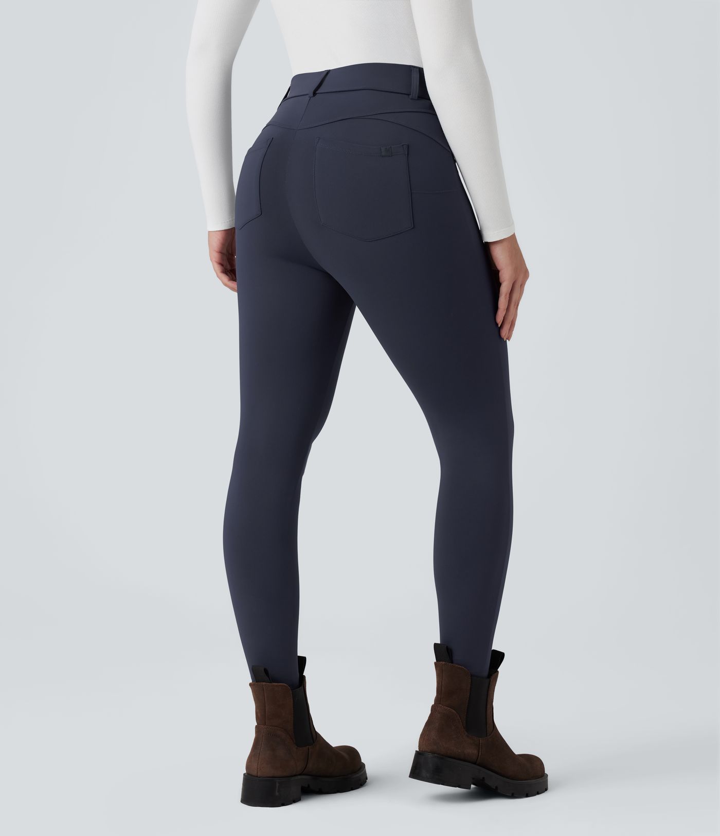 Leggings térmicos de felpa SoftlyZero™, tiro alto, largo 7/8, estilo casual, con bolsillos