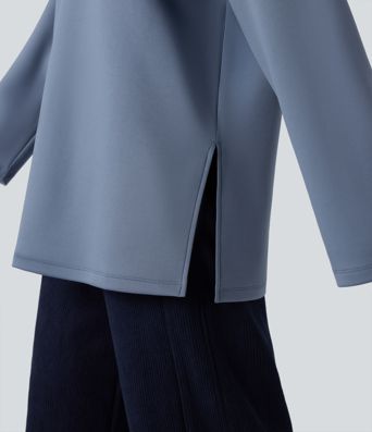 Lässiges Sweatshirt mit U-Boot-Ausschnitt und langen Ärmeln