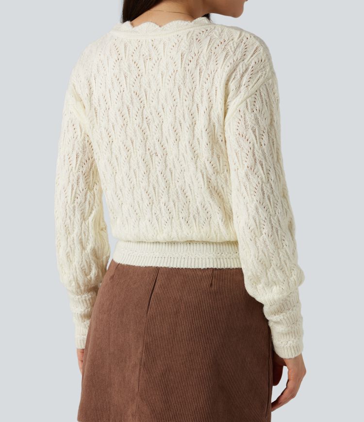 Pull portefeuille col V manches longues