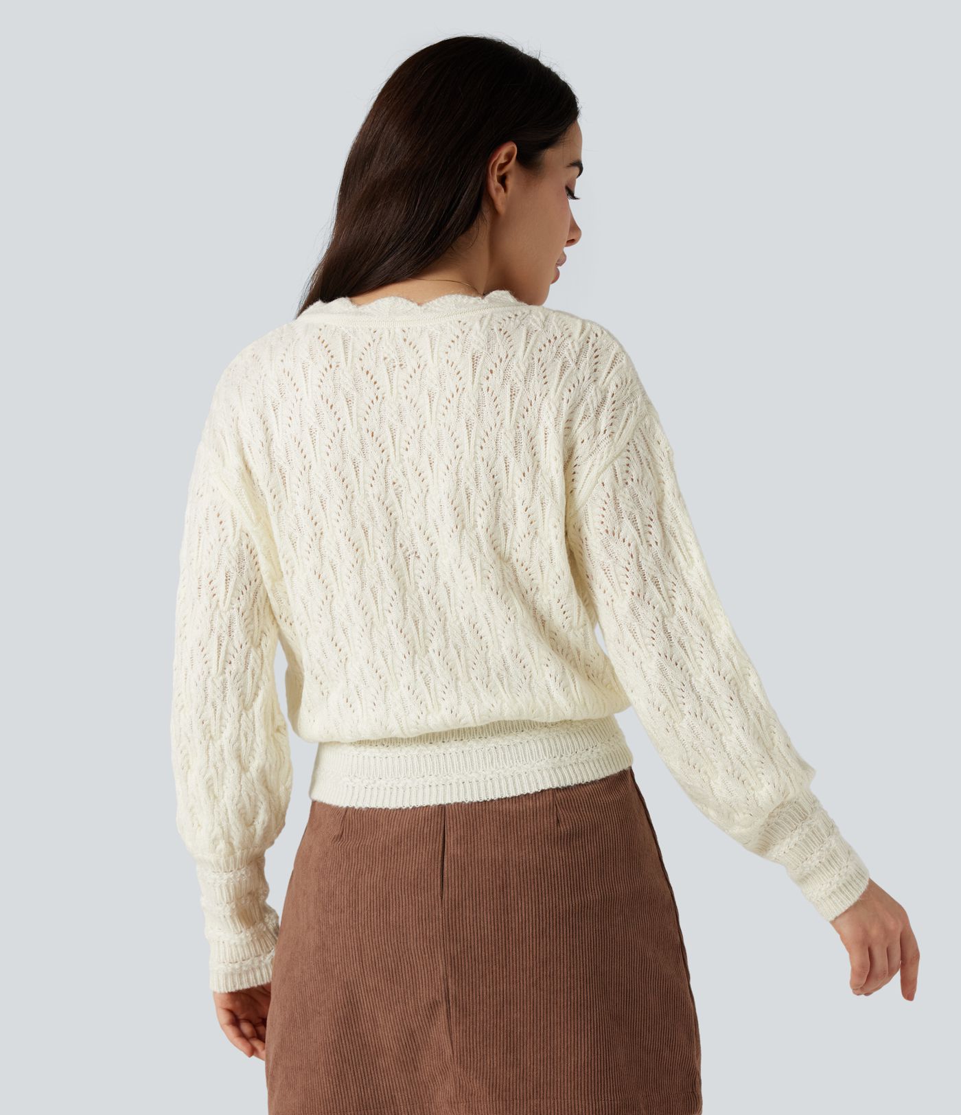 V Neck Long Sleeve Wrapped Casual Sweater