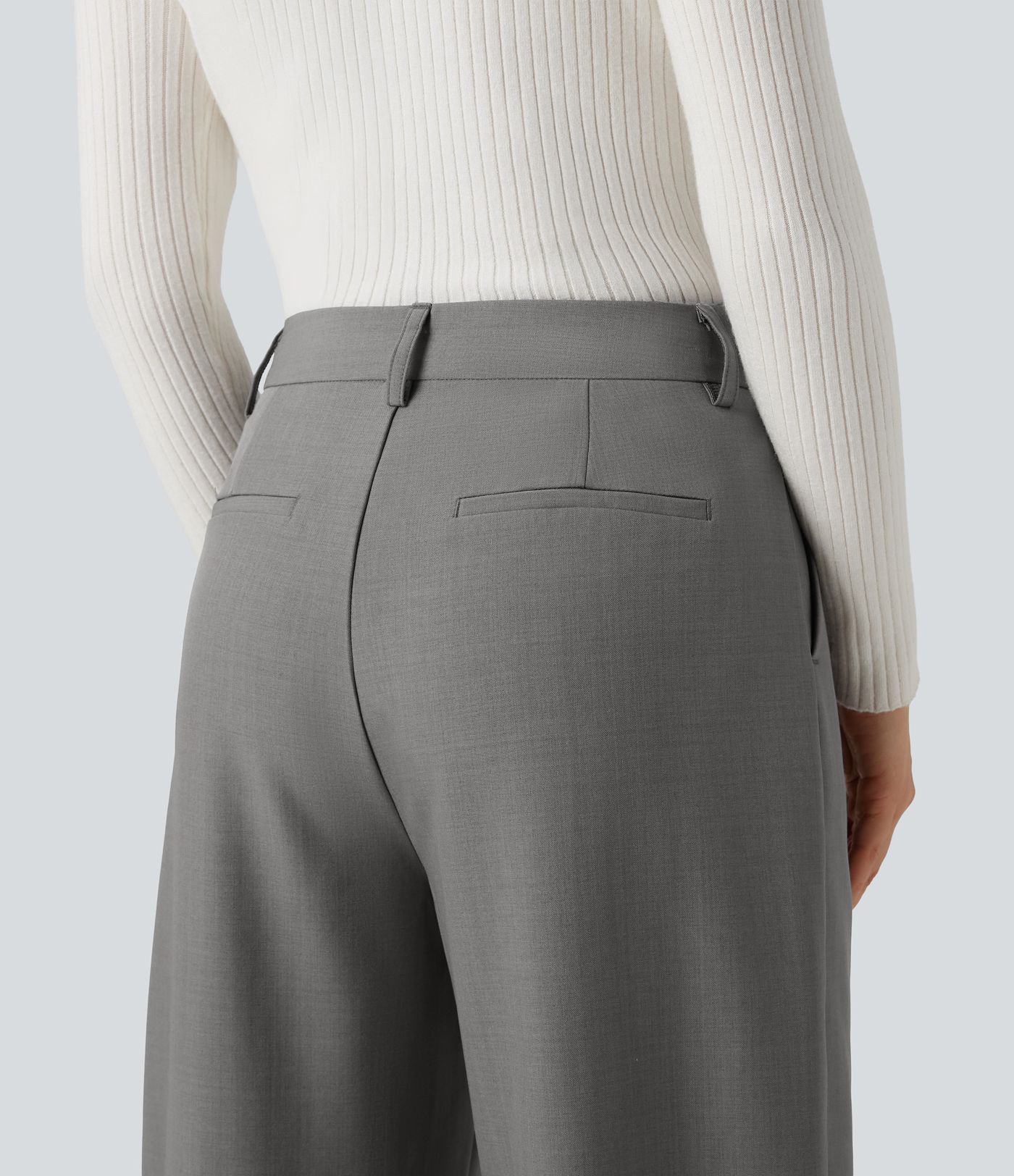 Pantalon tailleur barrel taille haute avec poches