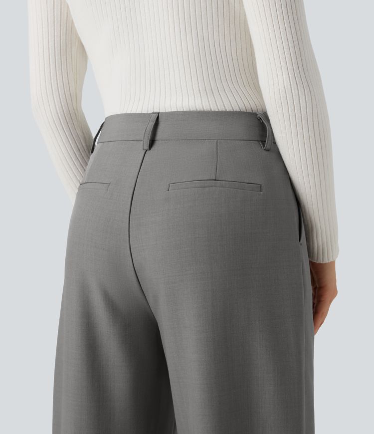 Pantalon tailleur barrel taille haute avec poches