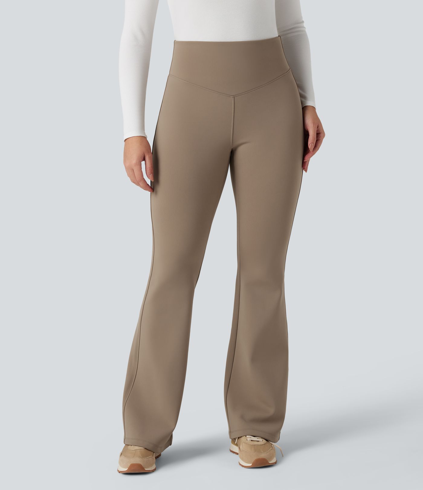 High Waisted Fleece Yoga Flared Leggings