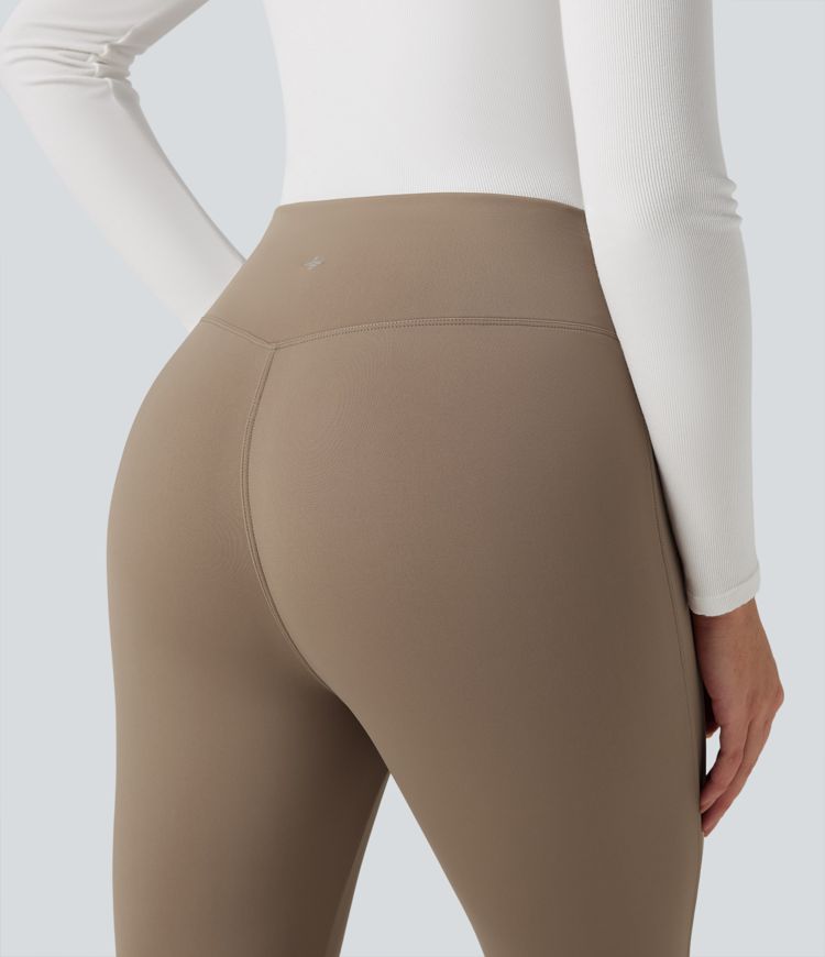 High Waisted Fleece Yoga Flared Leggings
