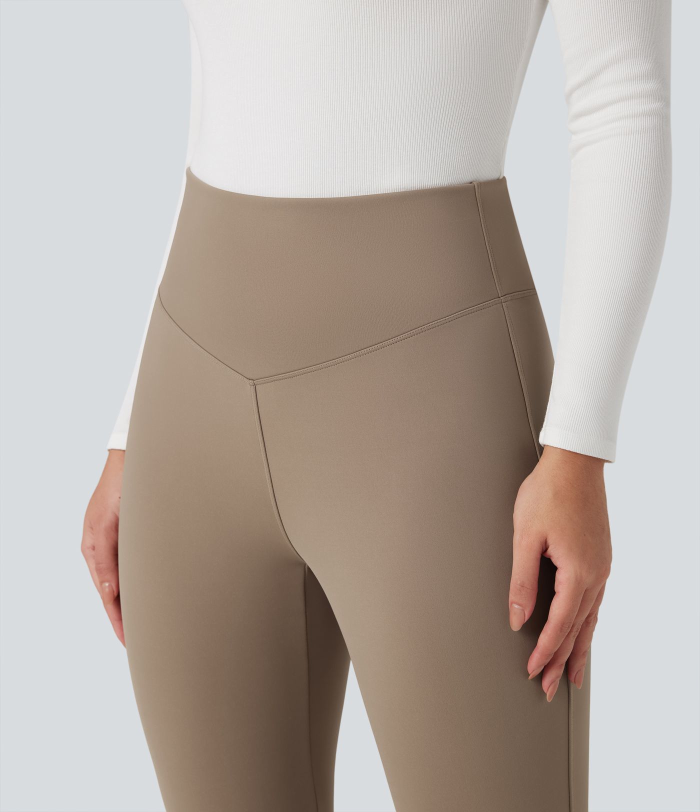 High Waisted Fleece Yoga Flared Leggings